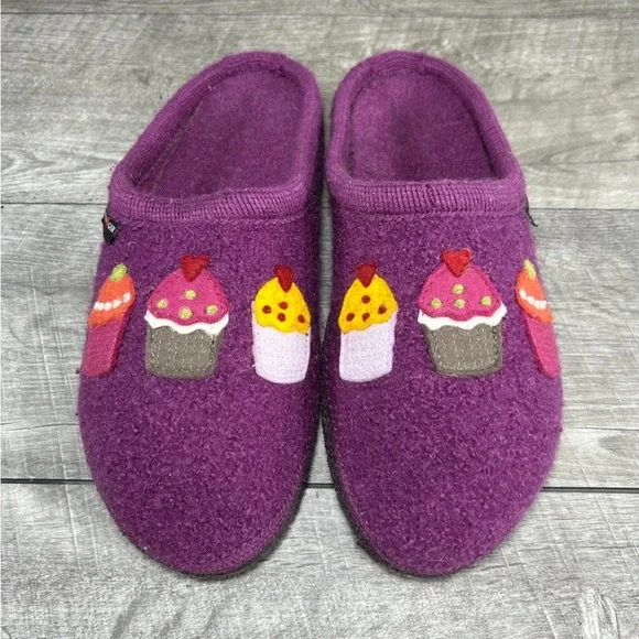 HAFLINGER Women’s Grizzly Bubble Wool Clogs – Boiled Wool, Slip-Resistant Crepe Sole